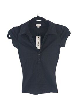 NEW Garage Sleek Polo Tee Jet Black Short Sleeve Sz XXS